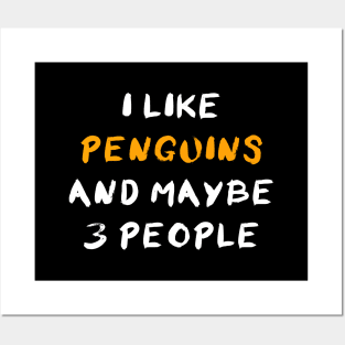 Penguins And 3 People Posters and Art